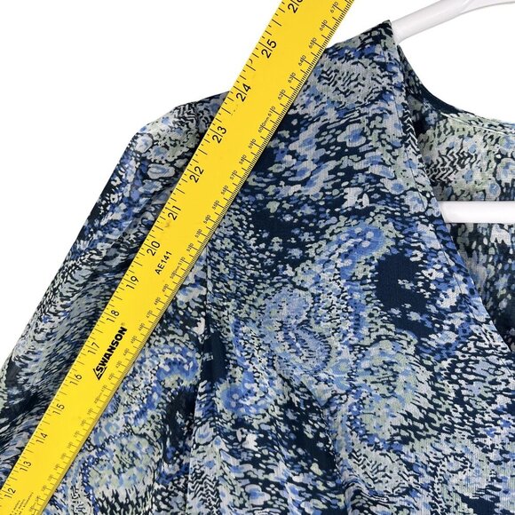 NWT Joie L Midi Dress Blue White Abstract Bohemian Balloon Sleeves Chiffon Flowy - Picture 13 of 16